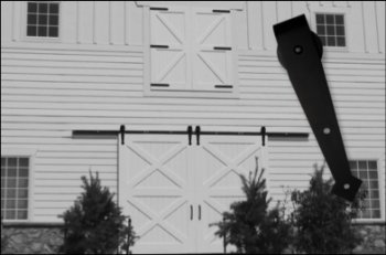 Arrowhead Hangers on Bi-Parting Barn Door